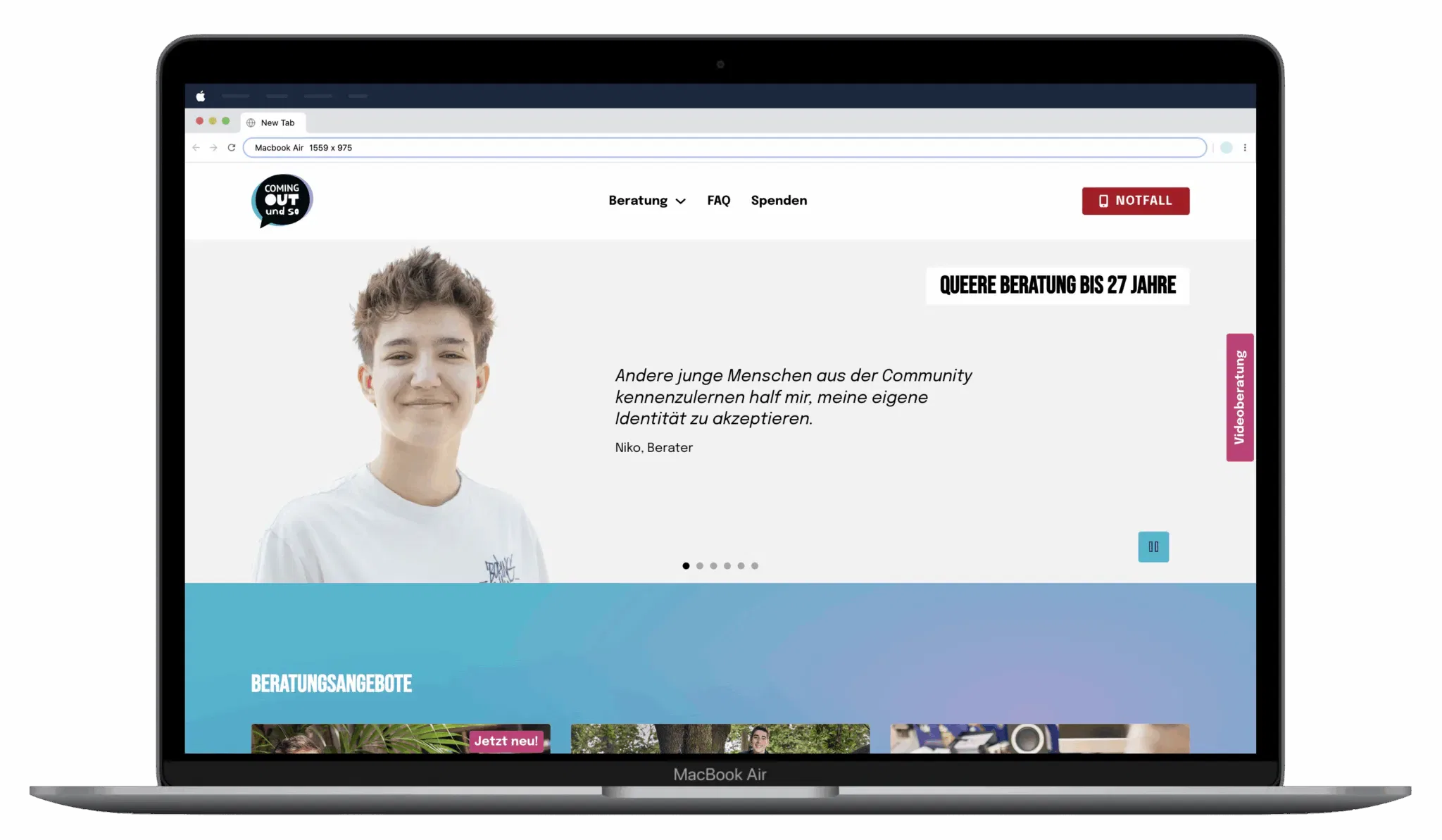 Screenshot Coming Out und so Website