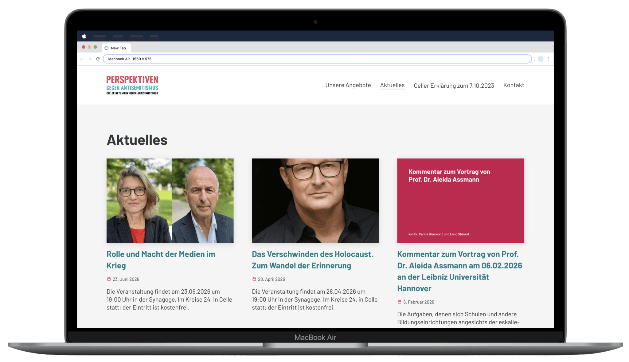 Screenshot Website Perspektiven gegen Antisemitismus