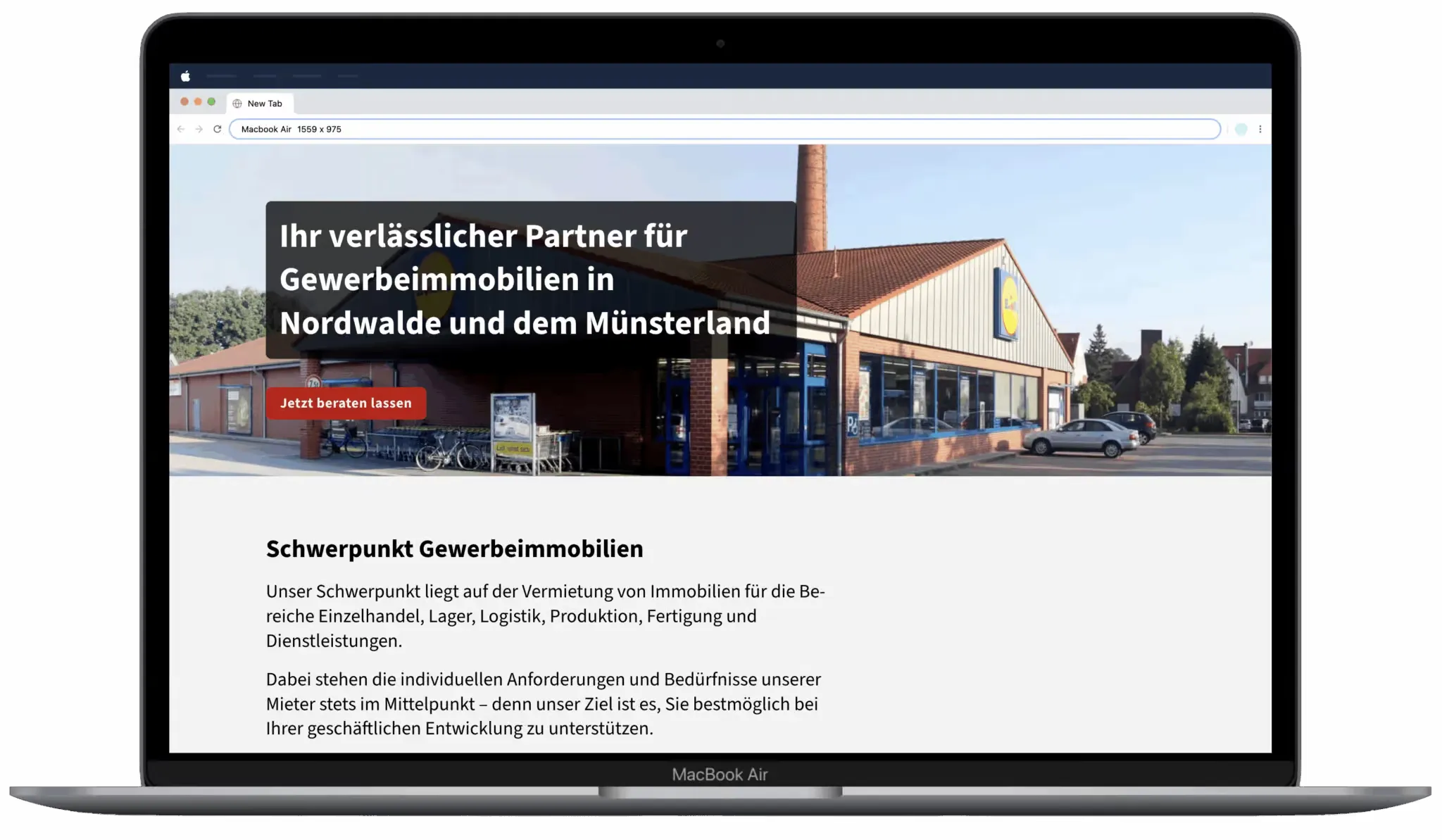 Screenshot Trendelkamp Immobilien Website