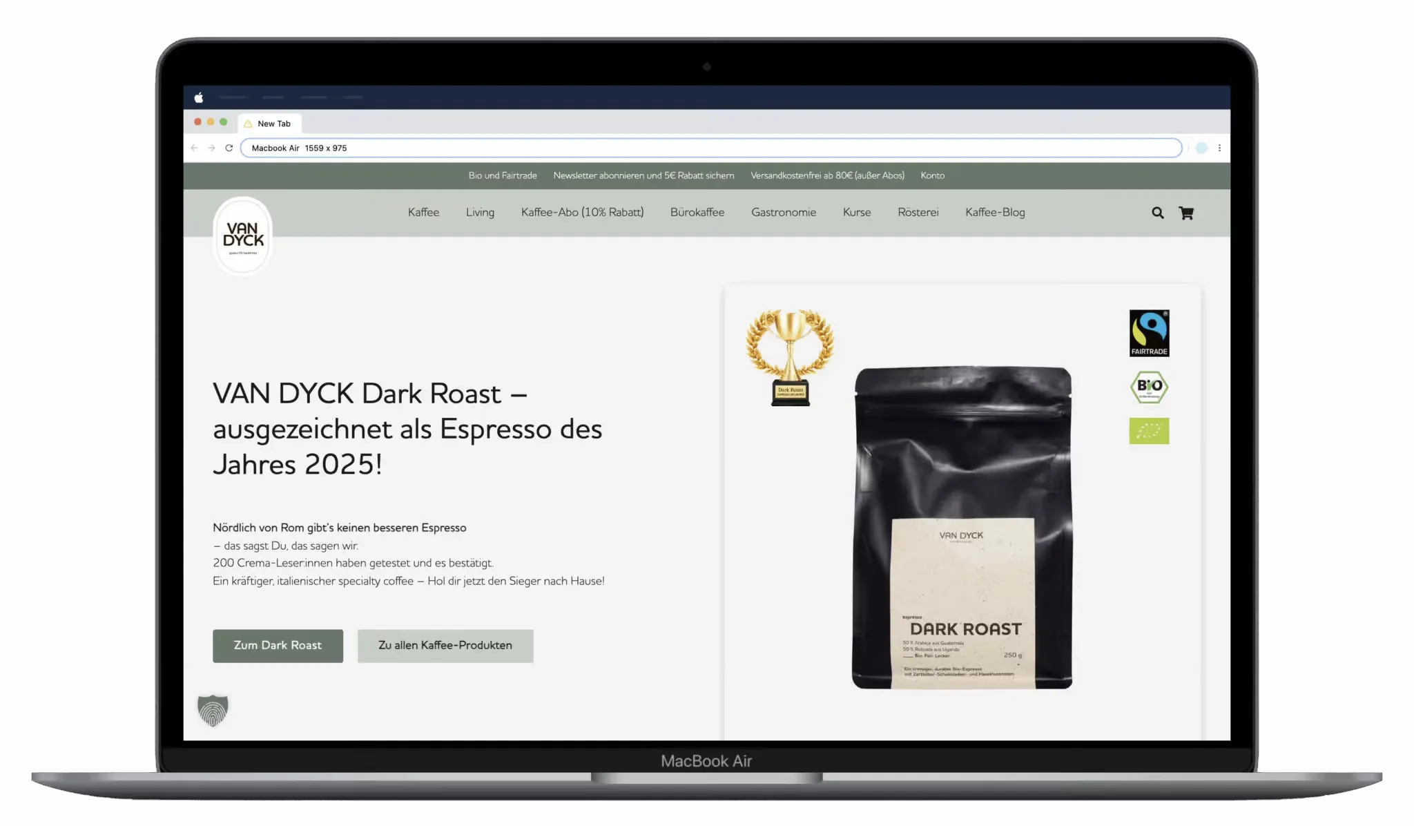 Screenshot Van Dyck Webshop