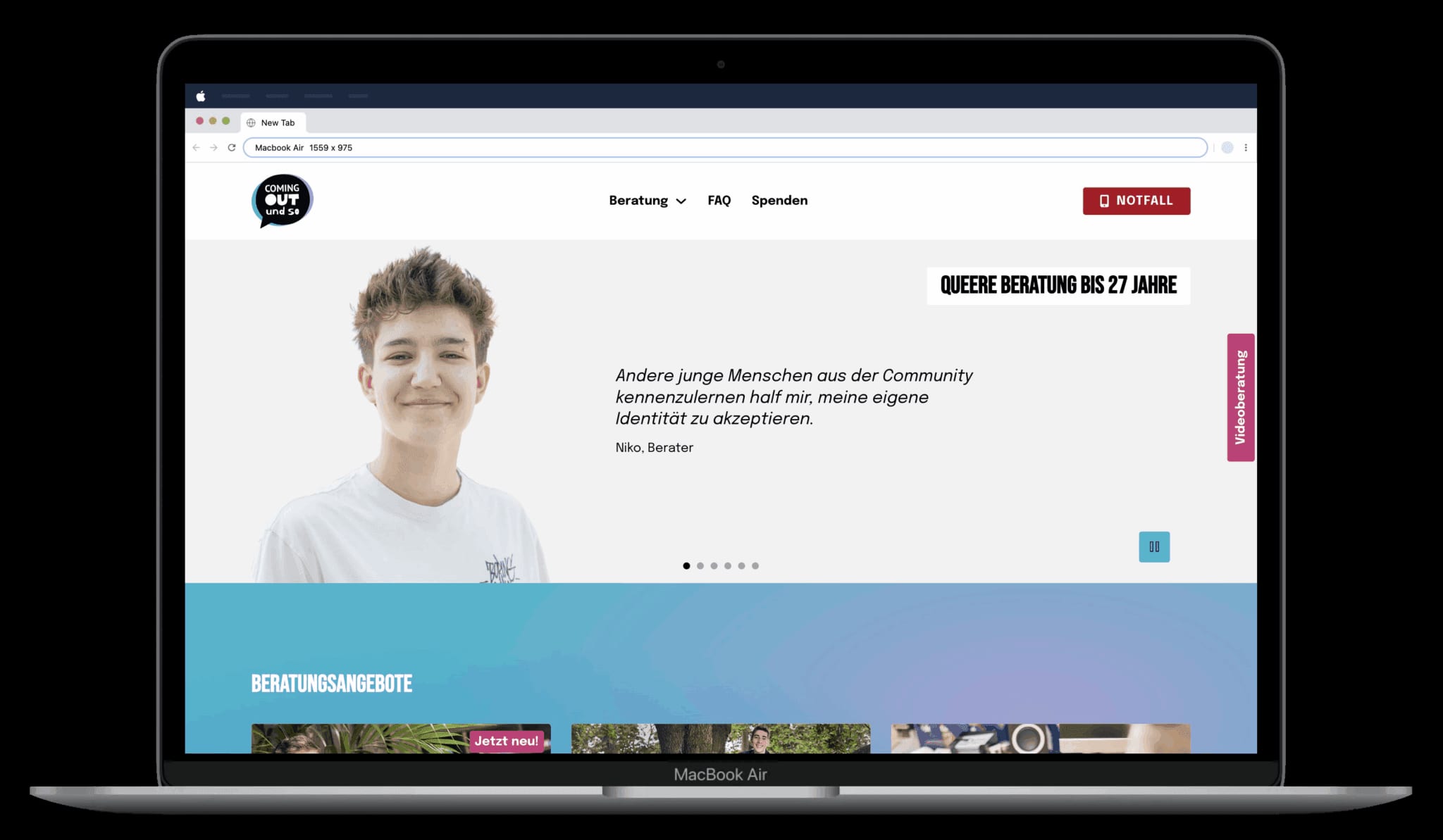 Screenshot Coming Out und so Website