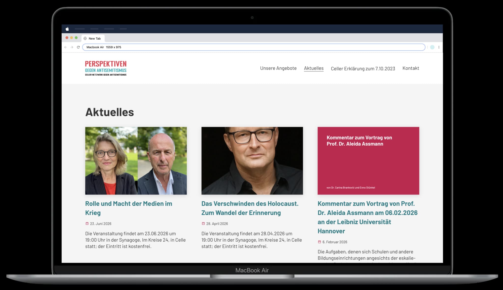 Screenshot Website Perspektiven gegen Antisemitismus