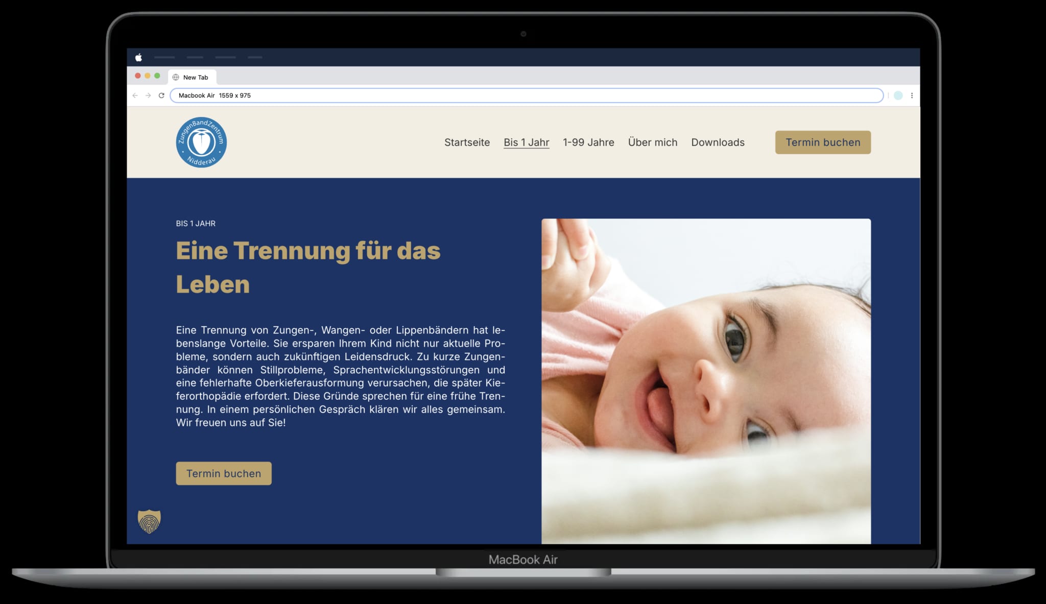 Screenshot Zungenbandzentrum Nidderau Website